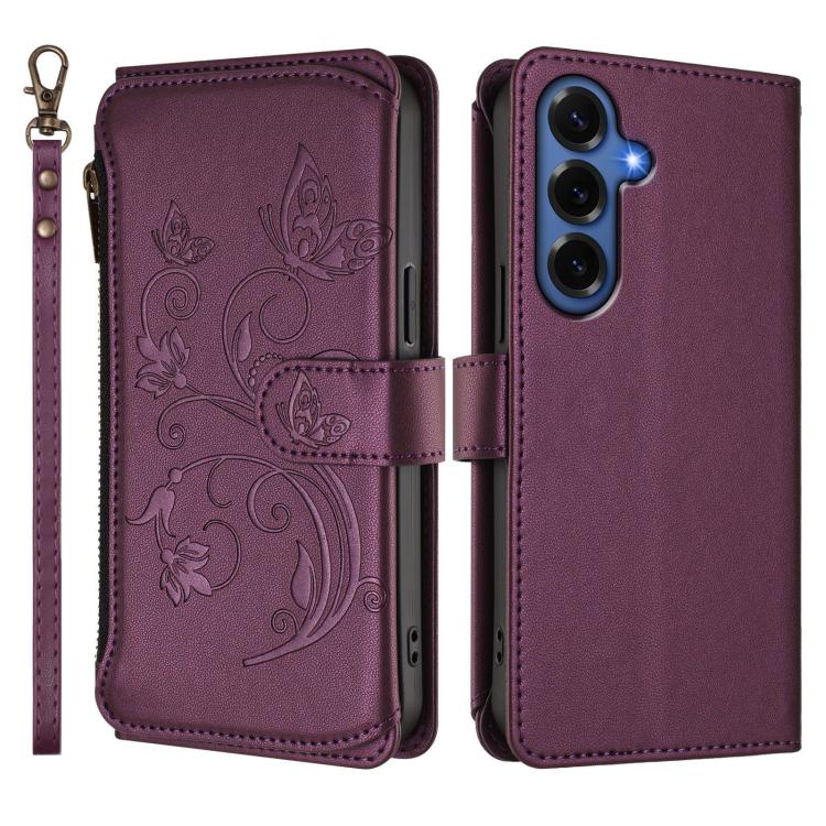 For Galaxy S26+ 5G Butterfly Love Flower Multi-card Zipper Wallet Leather Phone Case