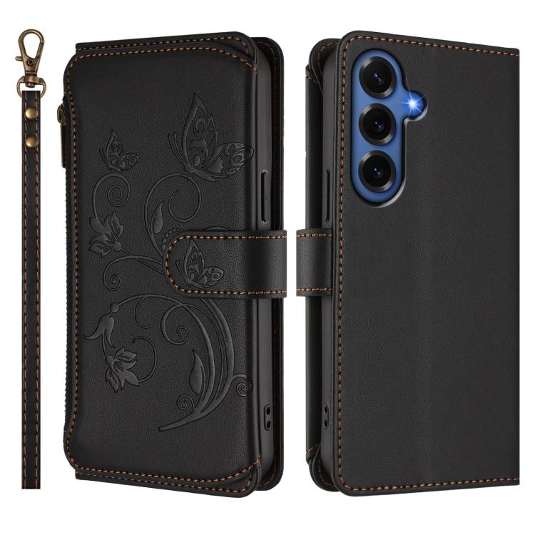 For Galaxy S26+ 5G Butterfly Love Flower Multi-card Zipper Wallet Leather Phone Case