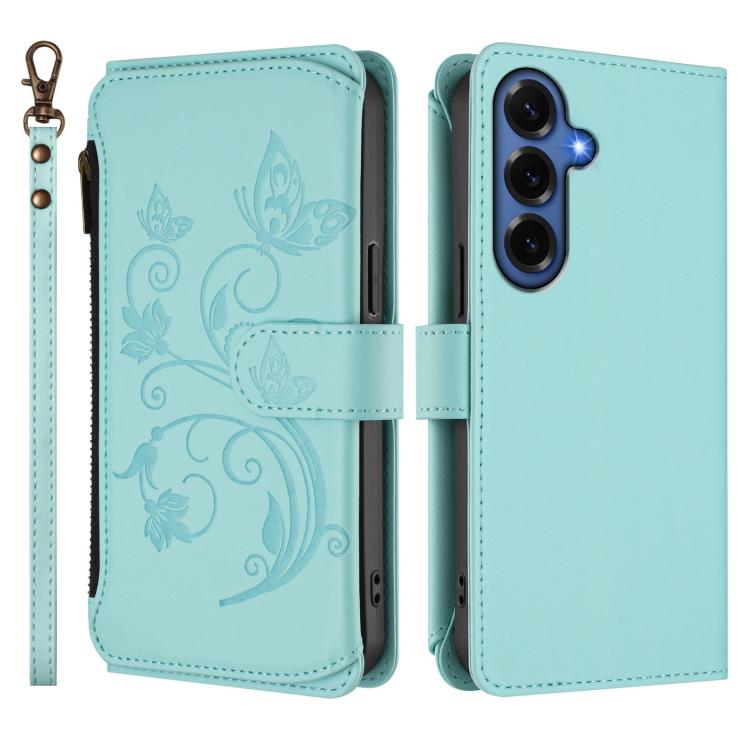 For Galaxy S26+ 5G Butterfly Love Flower Multi-card Zipper Wallet Leather Phone Case