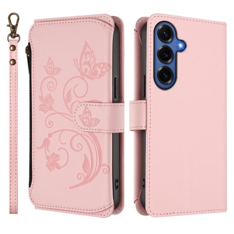 For Galaxy S26+ 5G Butterfly Love Flower Multi-card Zipper Wallet Leather Phone Case