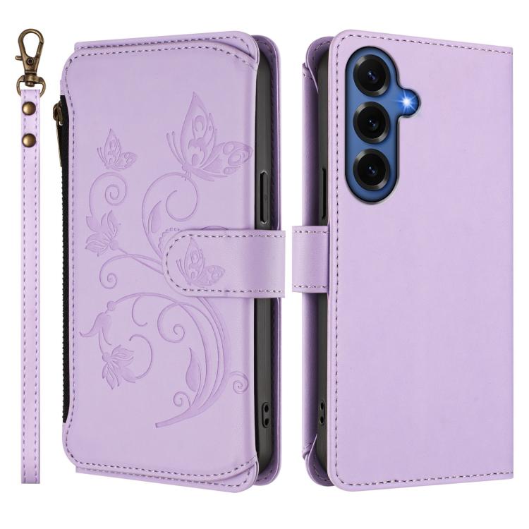 For Galaxy S26+ 5G Butterfly Love Flower Multi-card Zipper Wallet Leather Phone Case