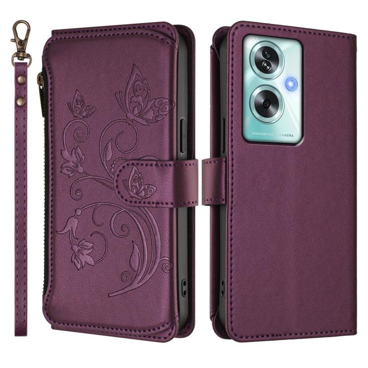 For OPPO A79 5G Global Butterfly Love Flower Multi-card Zipper Wallet Leather Phone Case