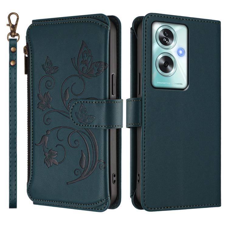 For OPPO A79 5G Global Butterfly Love Flower Multi-card Zipper Wallet Leather Phone Case