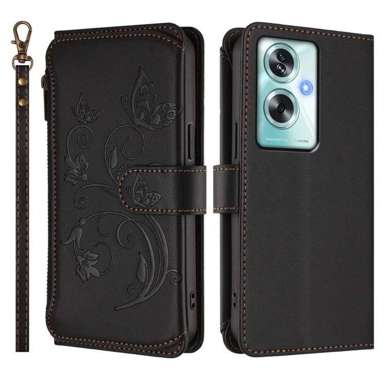 For OPPO A79 5G Global Butterfly Love Flower Multi-card Zipper Wallet Leather Phone Case