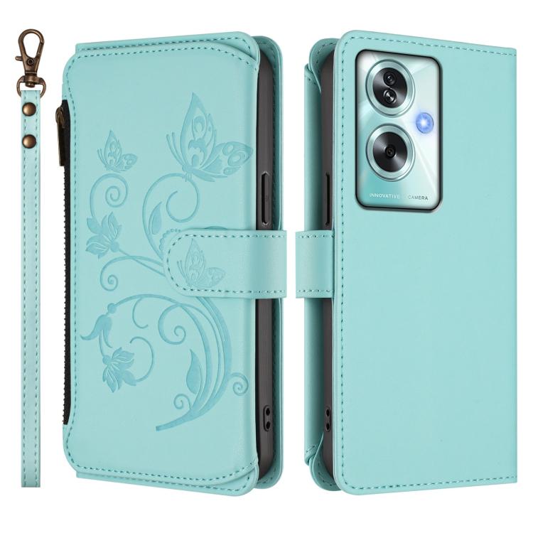 For OPPO A79 5G Global Butterfly Love Flower Multi-card Zipper Wallet Leather Phone Case