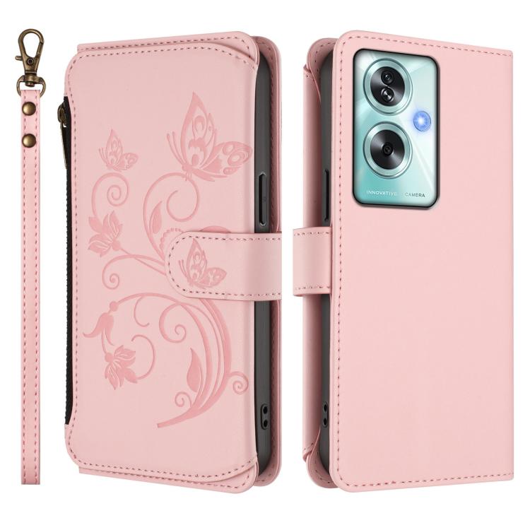For OPPO A79 5G Global Butterfly Love Flower Multi-card Zipper Wallet Leather Phone Case