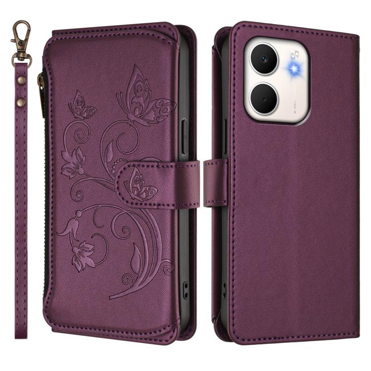 For OPPO A5x 5G / 4G Global Butterfly Love Flower Multi-card Zipper Wallet Leather Phone Case