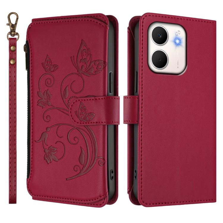 For OPPO A5x 5G / 4G Global Butterfly Love Flower Multi-card Zipper Wallet Leather Phone Case
