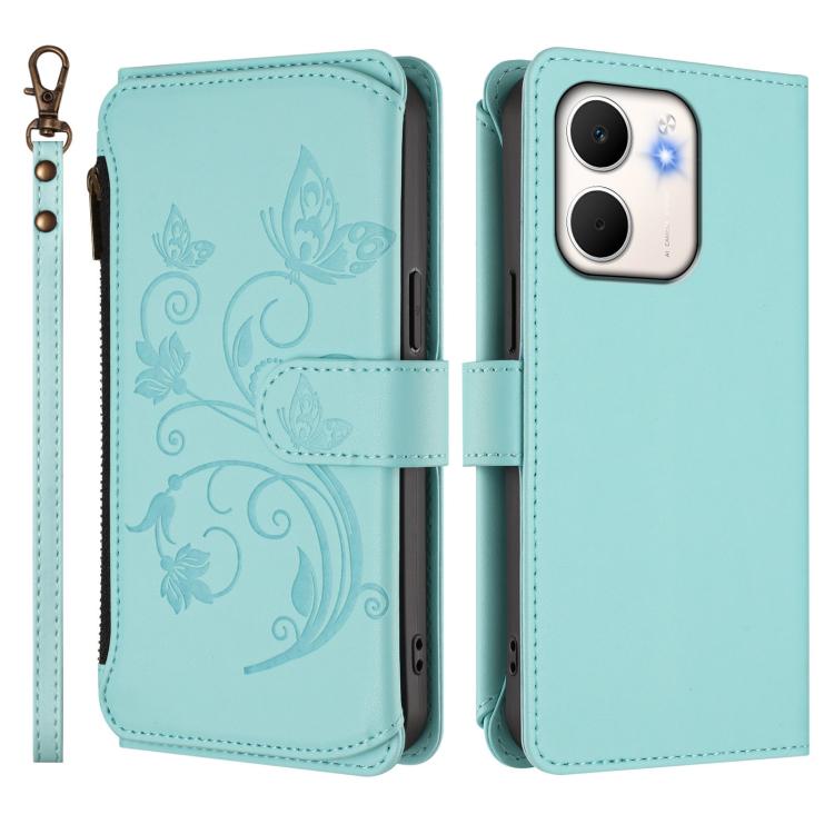 For OPPO A5x 5G / 4G Global Butterfly Love Flower Multi-card Zipper Wallet Leather Phone Case