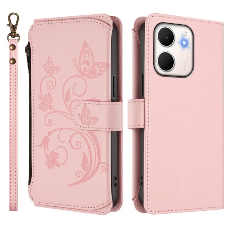 For OPPO A5x 5G / 4G Global Butterfly Love Flower Multi-card Zipper Wallet Leather Phone Case