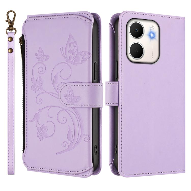 For OPPO A5x 5G / 4G Global Butterfly Love Flower Multi-card Zipper Wallet Leather Phone Case