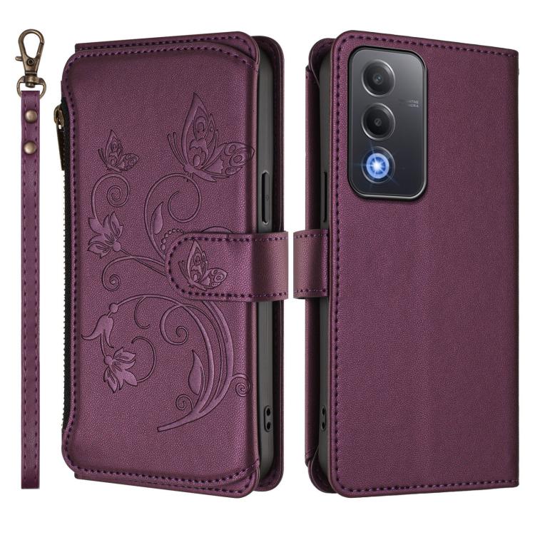 For OPPO A5 5G / A3 Pro 5G Global Butterfly Love Flower Multi-card Zipper Wallet Leather Phone Case