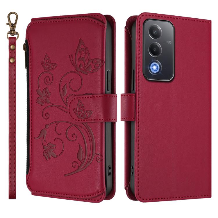 For OPPO A5 5G / A3 Pro 5G Global Butterfly Love Flower Multi-card Zipper Wallet Leather Phone Case