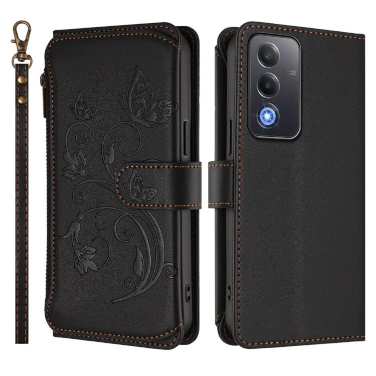 For OPPO A5 5G / A3 Pro 5G Global Butterfly Love Flower Multi-card Zipper Wallet Leather Phone Case