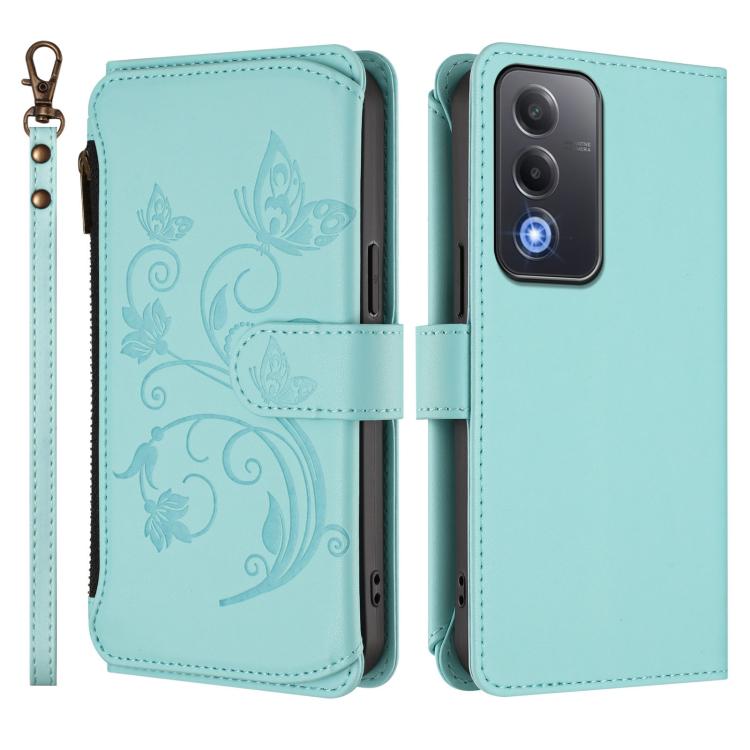 For OPPO A5 5G / A3 Pro 5G Global Butterfly Love Flower Multi-card Zipper Wallet Leather Phone Case