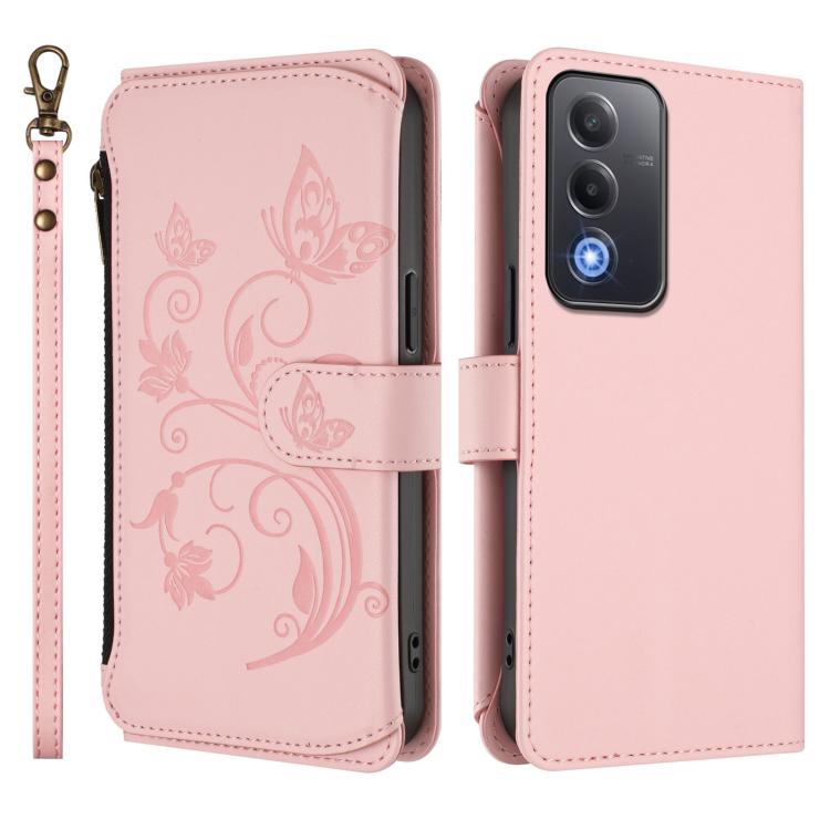 For OPPO A5 5G / A3 Pro 5G Global Butterfly Love Flower Multi-card Zipper Wallet Leather Phone Case
