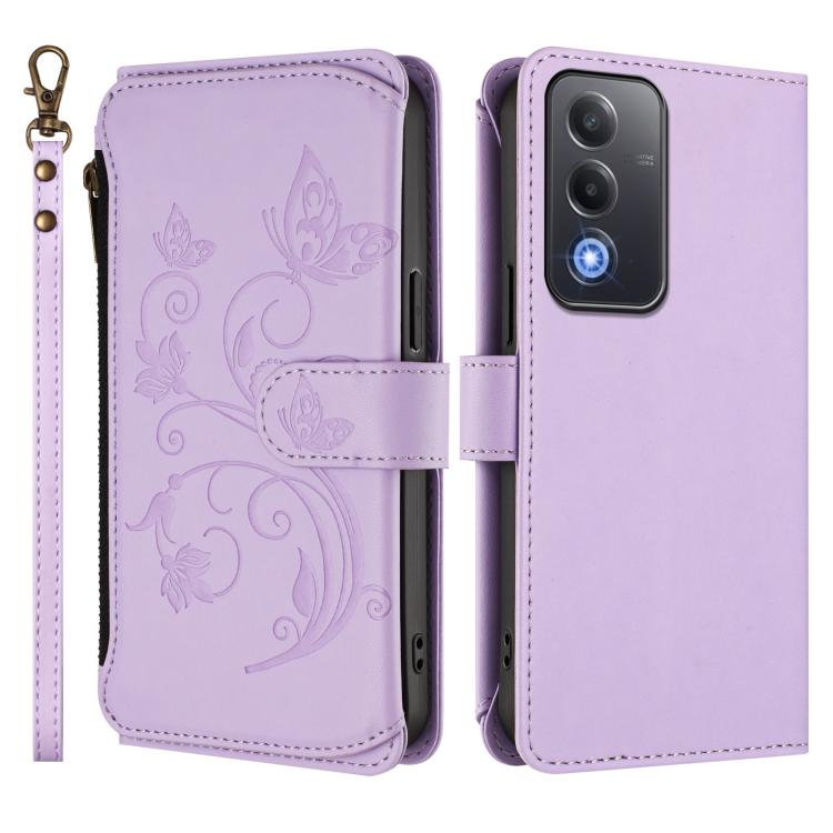 For OPPO A5 5G / A3 Pro 5G Global Butterfly Love Flower Multi-card Zipper Wallet Leather Phone Case