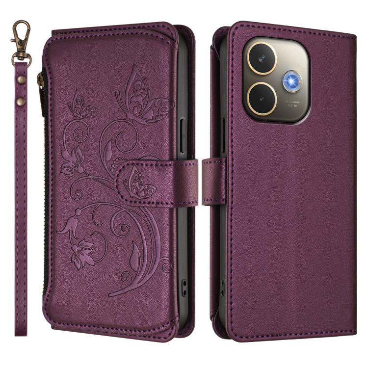 For OPPO A5 Pro 5G / 4G Global Butterfly Love Flower Multi-card Zipper Wallet Leather Phone Case