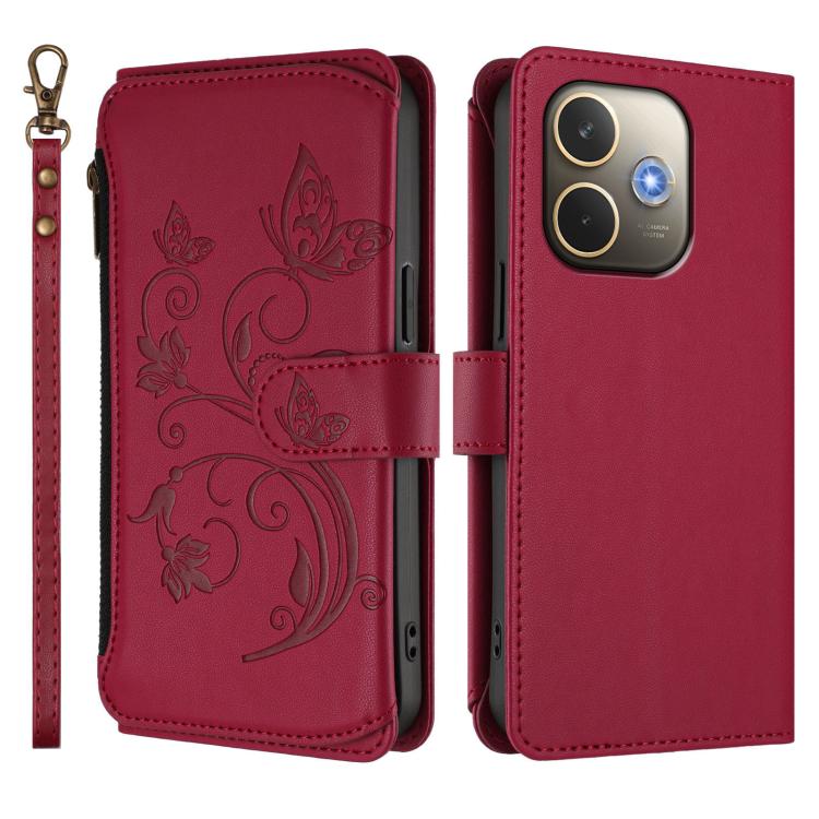 For OPPO A5 Pro 5G / 4G Global Butterfly Love Flower Multi-card Zipper Wallet Leather Phone Case