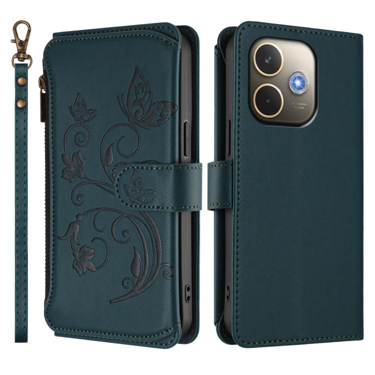 For OPPO A5 Pro 5G / 4G Global Butterfly Love Flower Multi-card Zipper Wallet Leather Phone Case