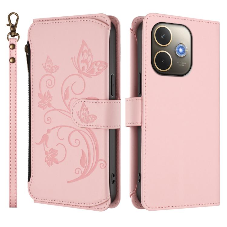 For OPPO A5 Pro 5G / 4G Global Butterfly Love Flower Multi-card Zipper Wallet Leather Phone Case