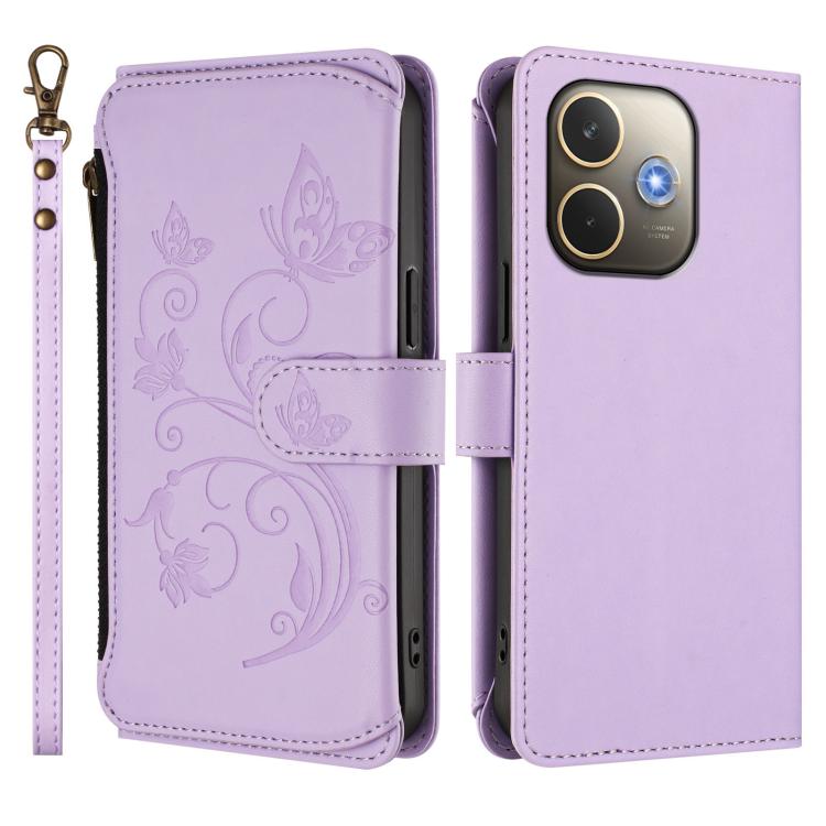 For OPPO A5 Pro 5G / 4G Global Butterfly Love Flower Multi-card Zipper Wallet Leather Phone Case