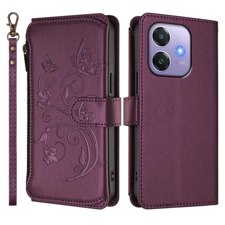 For OPPO A3x / A3 / A60 5G Global Butterfly Love Flower Multi-card Zipper Wallet Leather Phone Case