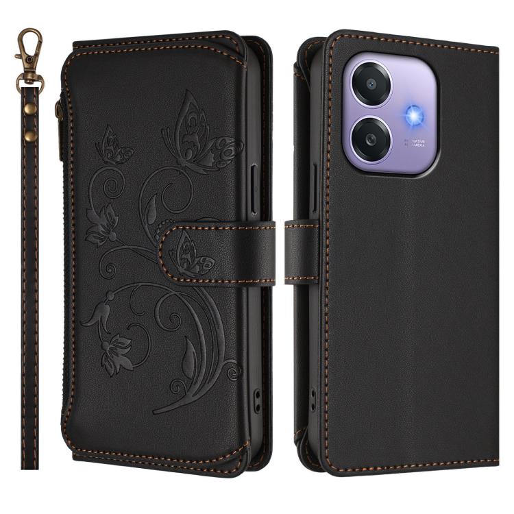 For OPPO A3x / A3 / A60 5G Global Butterfly Love Flower Multi-card Zipper Wallet Leather Phone Case