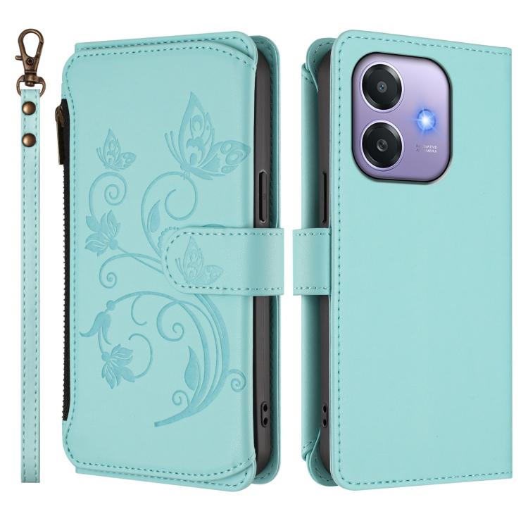 For OPPO A3x / A3 / A60 5G Global Butterfly Love Flower Multi-card Zipper Wallet Leather Phone Case