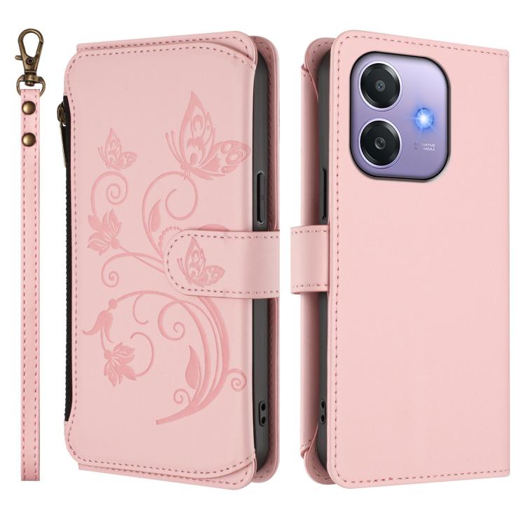 For OPPO A3x / A3 / A60 5G Global Butterfly Love Flower Multi-card Zipper Wallet Leather Phone Case