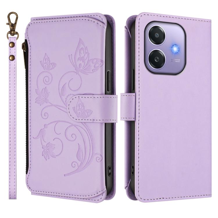 For OPPO A3x / A3 / A60 5G Global Butterfly Love Flower Multi-card Zipper Wallet Leather Phone Case