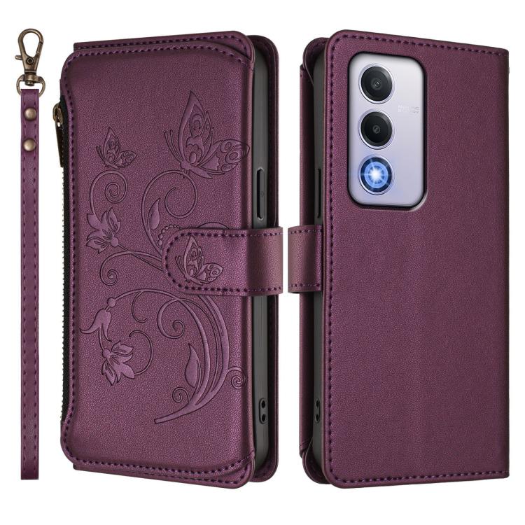 For OPPO A80 5G EU / K12x 5G Global Butterfly Love Flower Multi-card Zipper Wallet Leather Phone Case