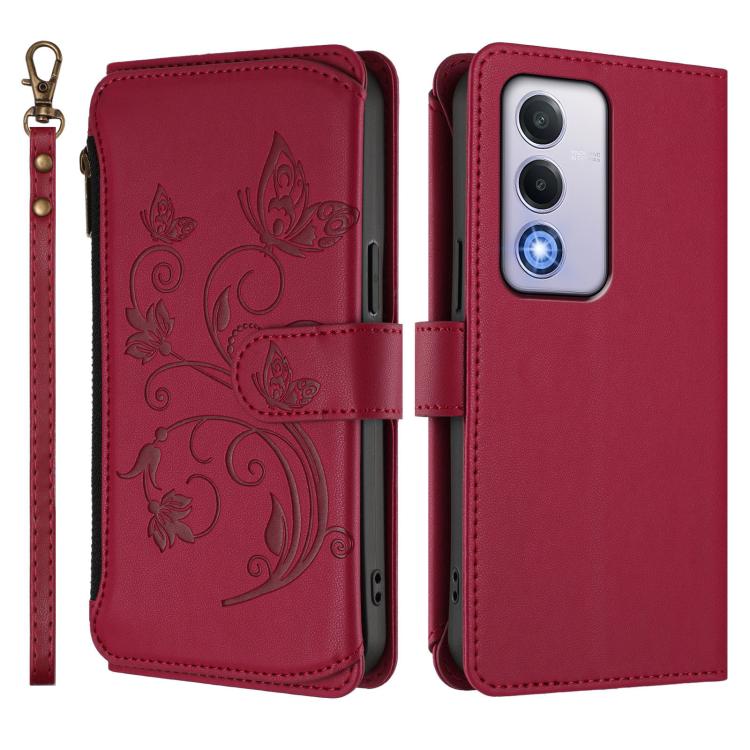 For OPPO A80 5G EU / K12x 5G Global Butterfly Love Flower Multi-card Zipper Wallet Leather Phone Case