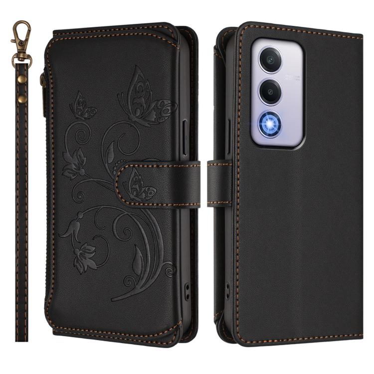 For OPPO A80 5G EU / K12x 5G Global Butterfly Love Flower Multi-card Zipper Wallet Leather Phone Case