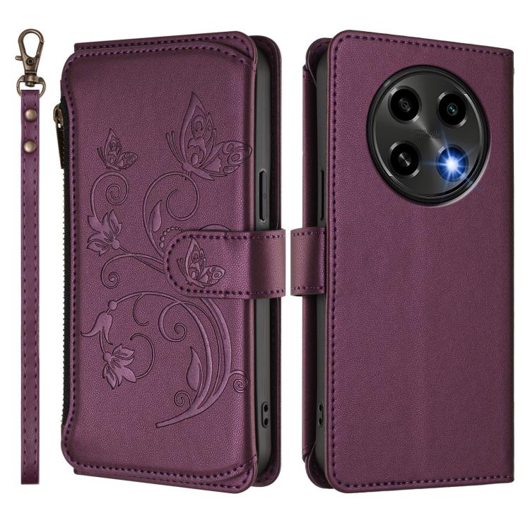 For OPPO A2 Pro 5G / F27 Pro 5G Butterfly Love Flower Multi-card Zipper Wallet Leather Phone Case