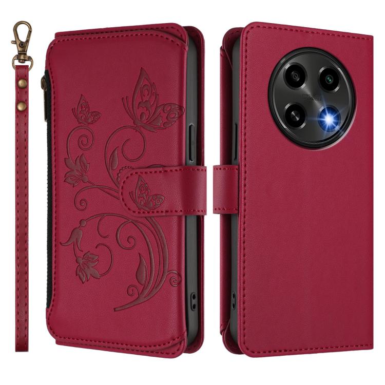 For OPPO A2 Pro 5G / F27 Pro 5G Butterfly Love Flower Multi-card Zipper Wallet Leather Phone Case