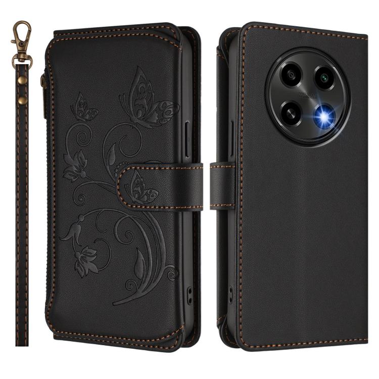 For OPPO A2 Pro 5G / F27 Pro 5G Butterfly Love Flower Multi-card Zipper Wallet Leather Phone Case