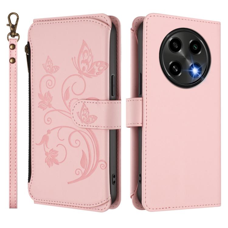 For OPPO A2 Pro 5G / F27 Pro 5G Butterfly Love Flower Multi-card Zipper Wallet Leather Phone Case
