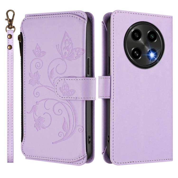 For OPPO A2 Pro 5G / F27 Pro 5G Butterfly Love Flower Multi-card Zipper Wallet Leather Phone Case