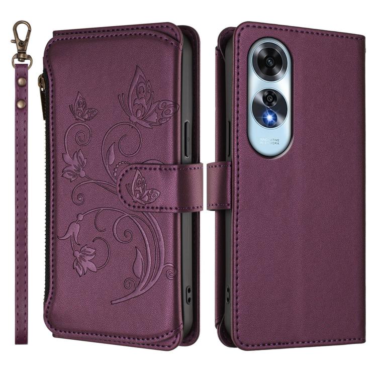 For OPPO A60 4G Global Butterfly Love Flower Multi-card Zipper Wallet Leather Phone Case