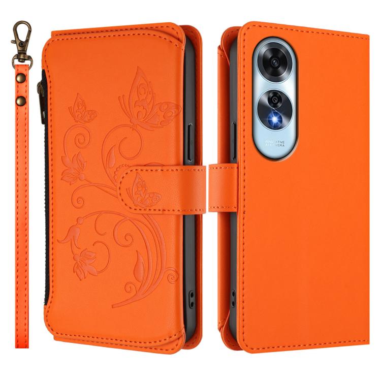 For OPPO A60 4G Global Butterfly Love Flower Multi-card Zipper Wallet Leather Phone Case