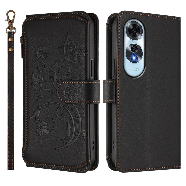 For OPPO A60 4G Global Butterfly Love Flower Multi-card Zipper Wallet Leather Phone Case