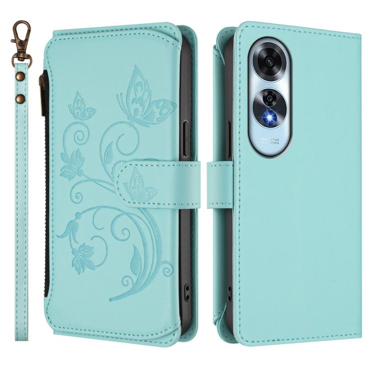 For OPPO A60 4G Global Butterfly Love Flower Multi-card Zipper Wallet Leather Phone Case