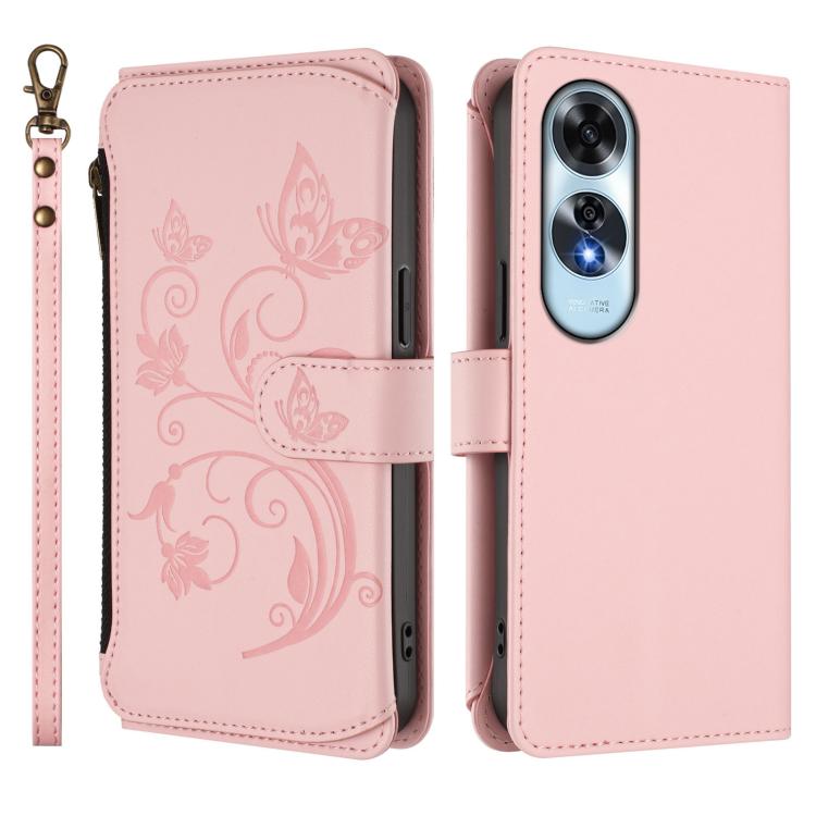 For OPPO A60 4G Global Butterfly Love Flower Multi-card Zipper Wallet Leather Phone Case