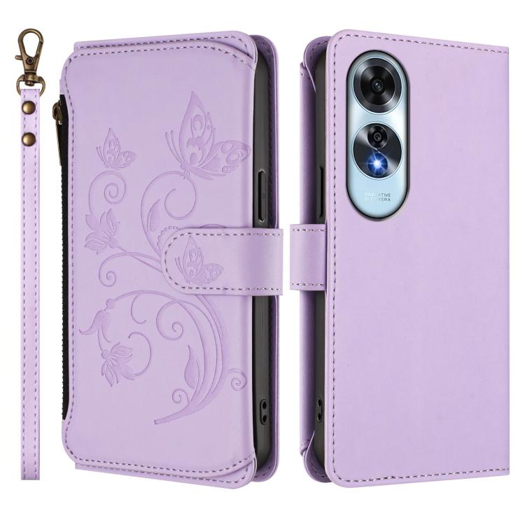 For OPPO A60 4G Global Butterfly Love Flower Multi-card Zipper Wallet Leather Phone Case