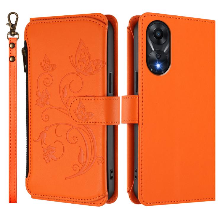 For OPPO A78 4G Global Butterfly Love Flower Multi-card Zipper Wallet Leather Phone Case