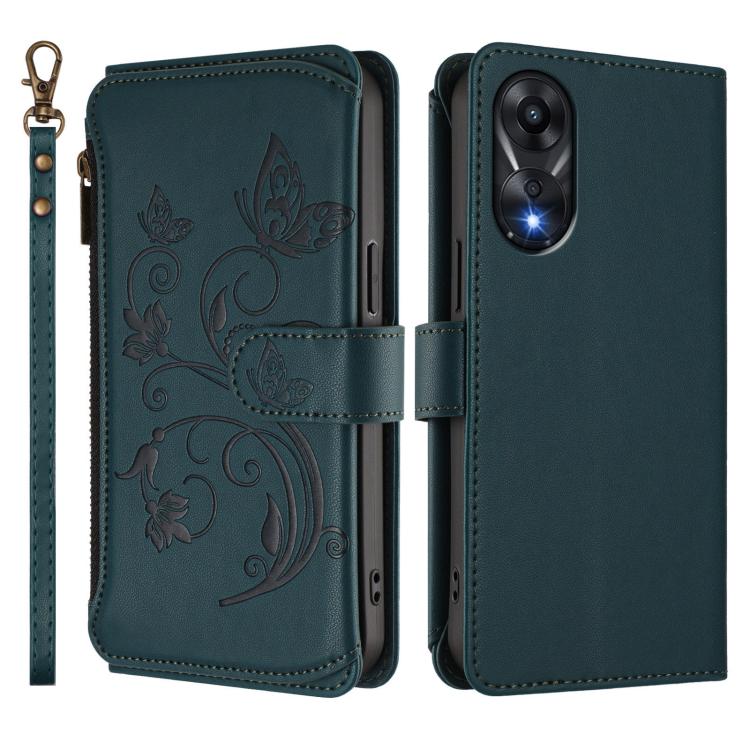 For OPPO A78 4G Global Butterfly Love Flower Multi-card Zipper Wallet Leather Phone Case