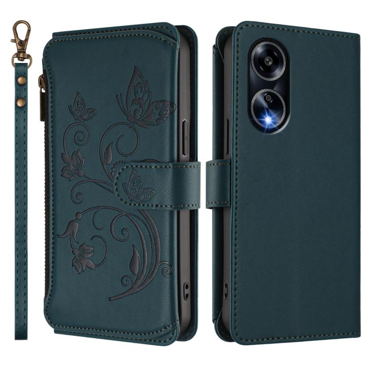 For OPPO A98 5G / F23 5G India Butterfly Love Flower Multi-card Zipper Wallet Leather Phone Case