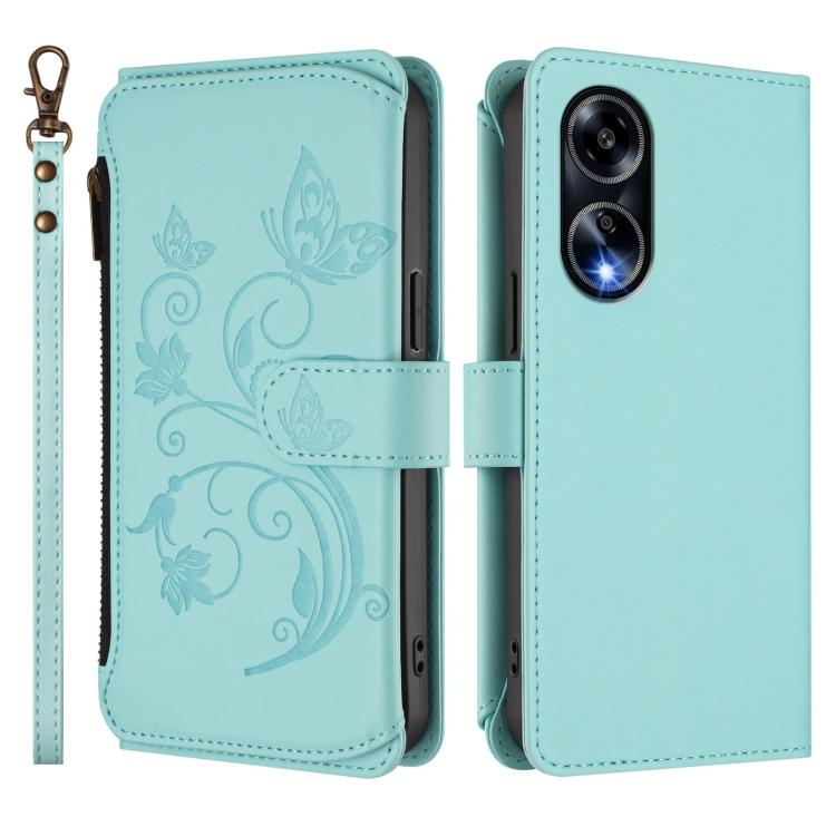 For OPPO A98 5G / F23 5G India Butterfly Love Flower Multi-card Zipper Wallet Leather Phone Case