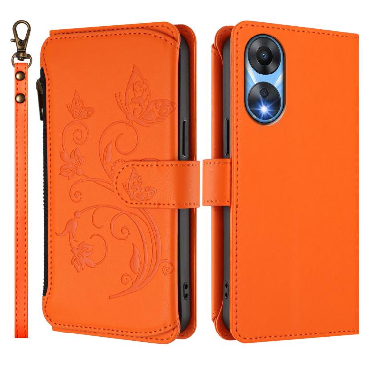 For OPPO A78 5G Global / A1x 5G Butterfly Love Flower Multi-card Zipper Wallet Leather Phone Case